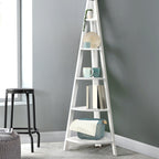 Artiss 5-Tier Corner Bookshelf - CANE White