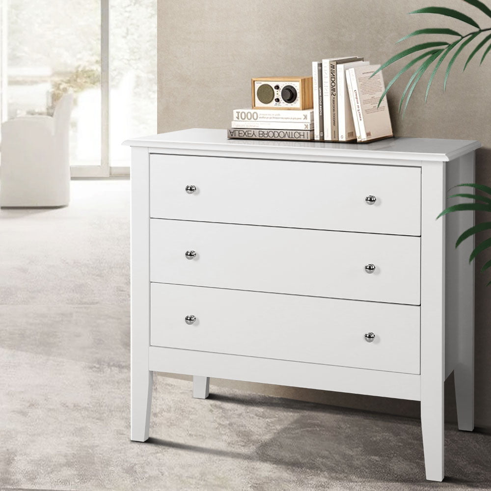 Elegant 3-Drawer Chest of Drawers in White