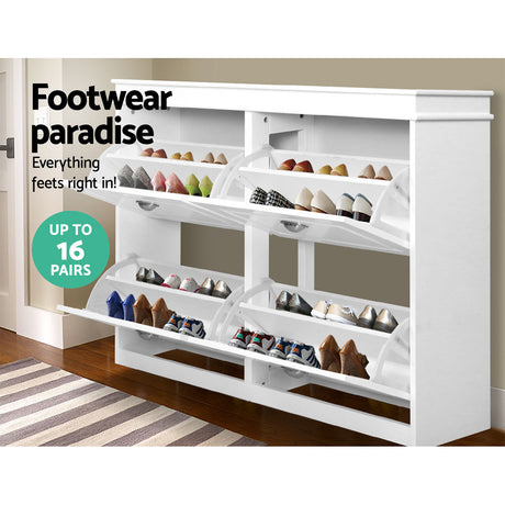 Elegant 4-Tier Shoe Rack Cabinet in White