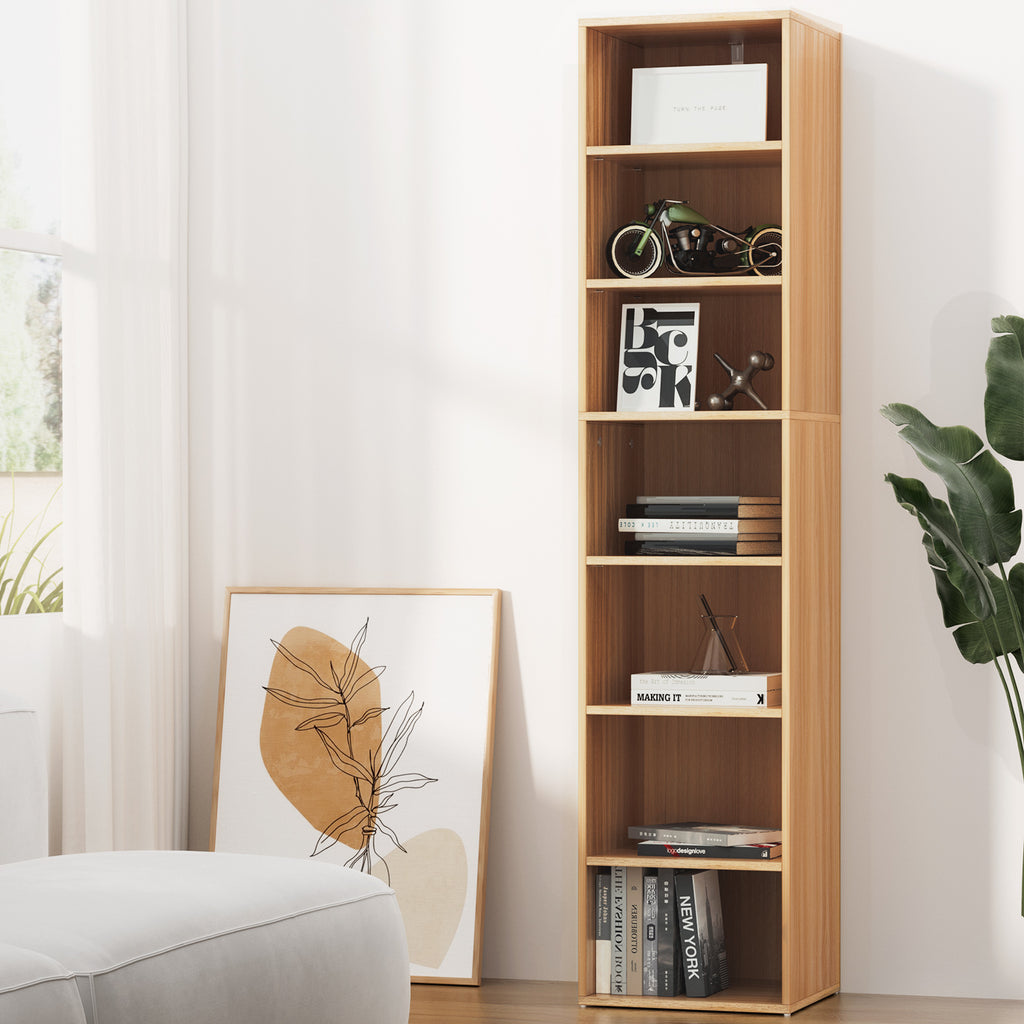 Artiss MILO Pine 7-Tier Bookshelf