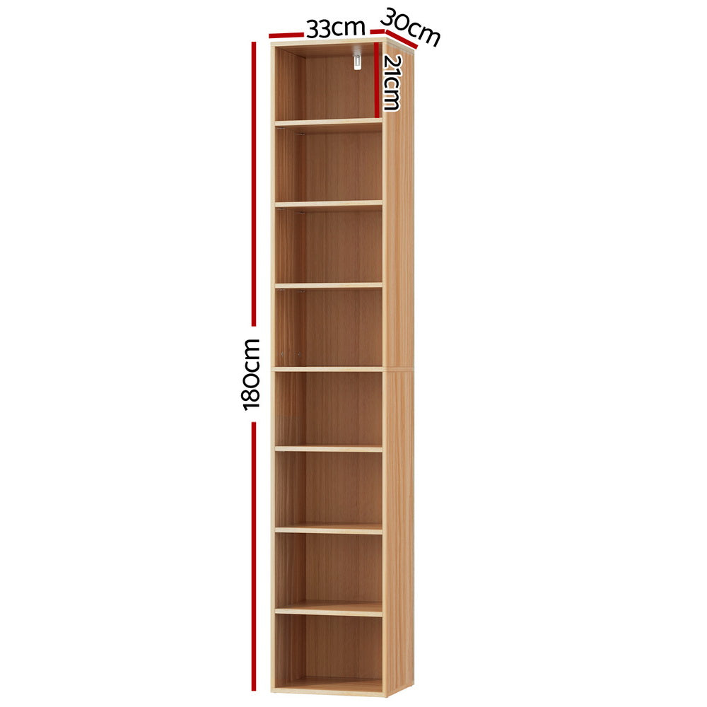 Artiss MILO Pine 8-Tier Bookshelf