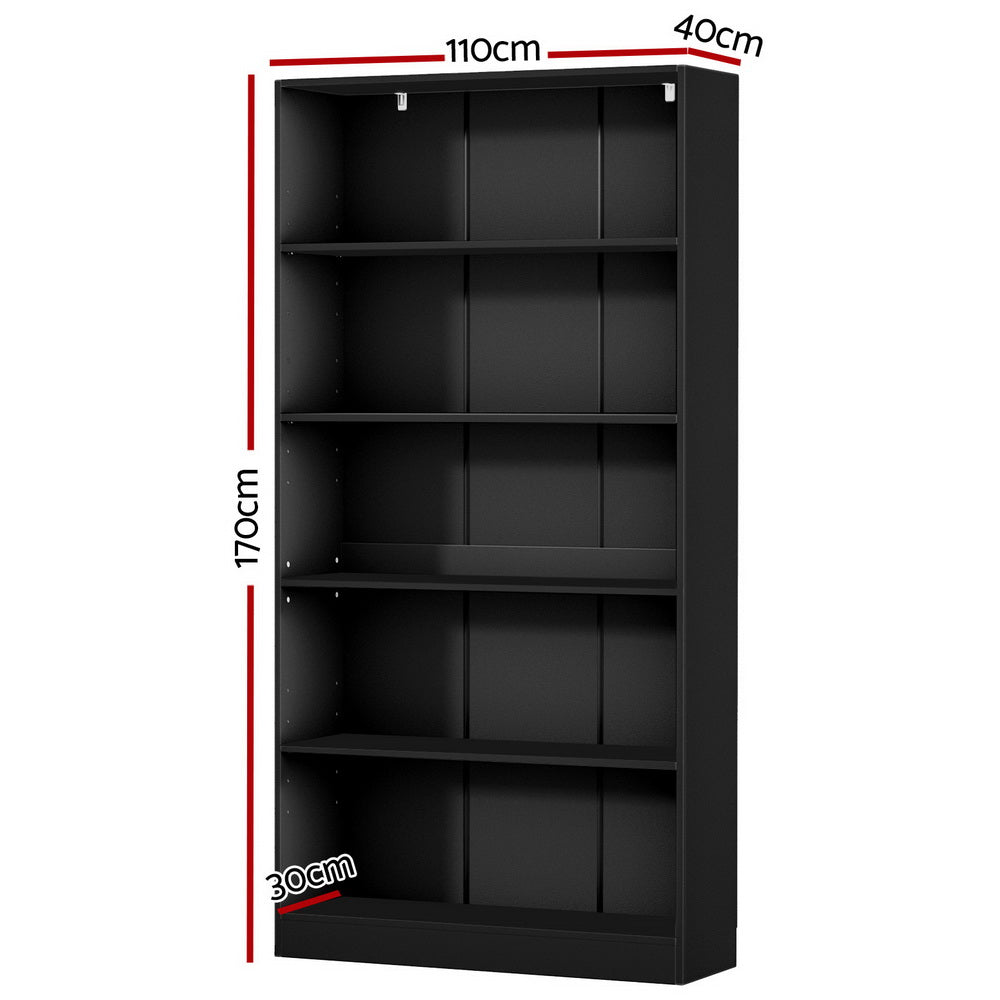 Artiss ANTON 5-Tier Bookshelf in Black