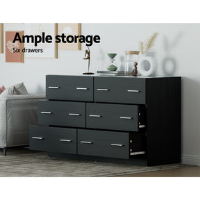 Elegant 6-Drawer Black Chest of Drawers
