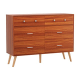 Walnut 6-Drawer Chest of Drawers Cabinet