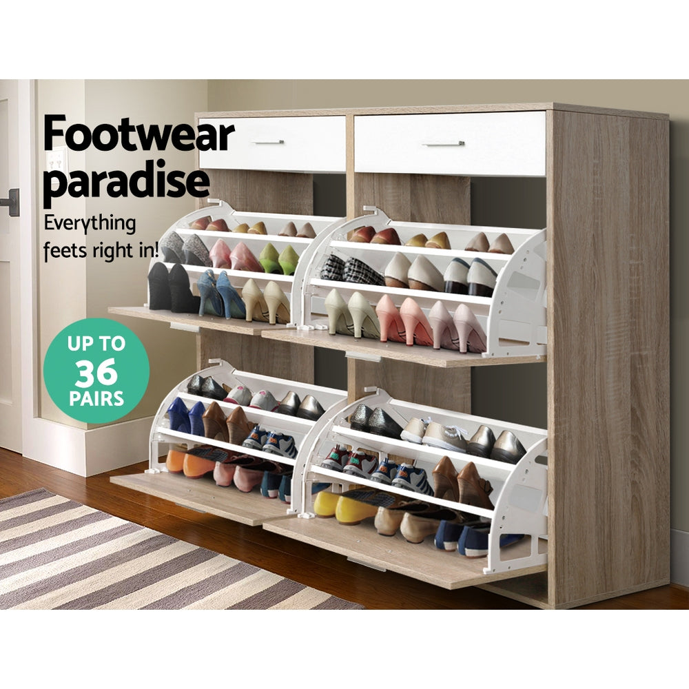 Adjustable 36-Pair Shoe Rack Cabinet
