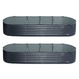 2x Green Fingers Raised Garden Bed 320X80X42cm Oval Planter Box Container Galvanised
