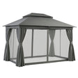 Instahut Gazebo 3x4m Canopy Outdoor Steel Frame Patio Tent Curtains Marquee Grey