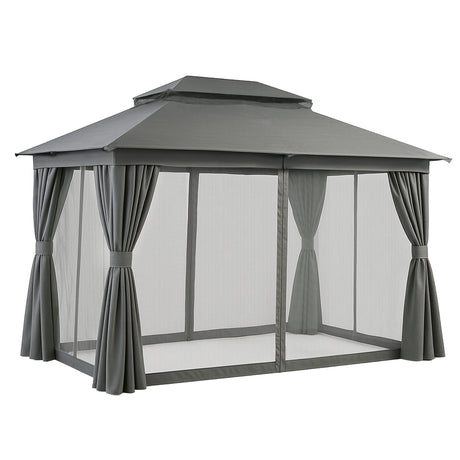 Instahut Gazebo 3x4m Canopy Outdoor Steel Frame Patio Tent Curtains Marquee Grey