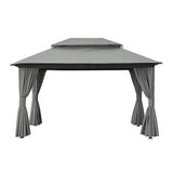 Instahut Gazebo 3x4m Canopy Outdoor Steel Frame Patio Tent Curtains Marquee Grey