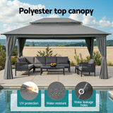 Instahut Gazebo 3x4m Canopy Outdoor Steel Frame Patio Tent Curtains Marquee Grey