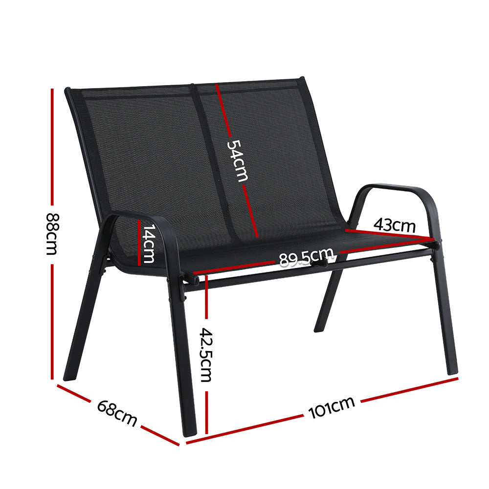Gardeon 2-Seat Steel Outdoor Patio Bench