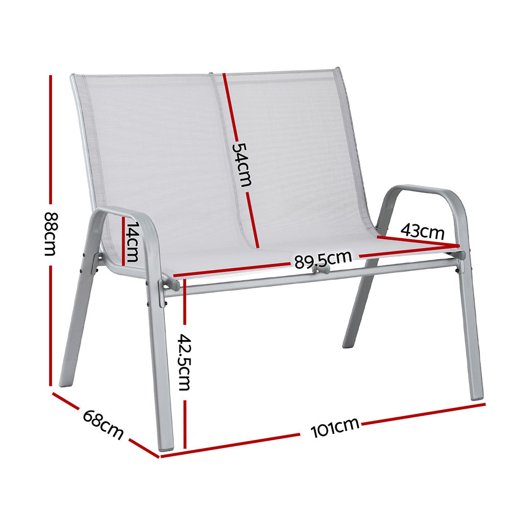 Gardeon 2-Seat Steel Outdoor Patio Bench