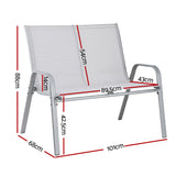 Gardeon 2-Seat Steel Outdoor Patio Bench