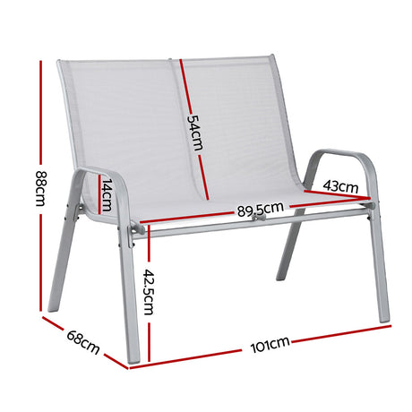 Gardeon 2-Seat Steel Outdoor Patio Bench