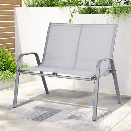 Gardeon 2-Seat Steel Outdoor Patio Bench
