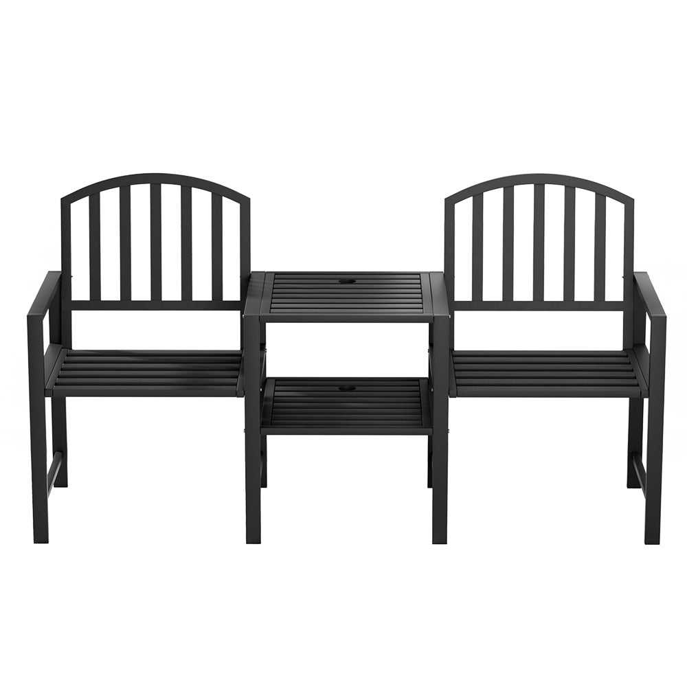 Gardeon Black Steel Outdoor Loveseat Bench