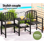 Gardeon Black Steel Outdoor Loveseat Bench