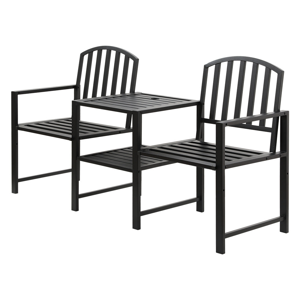 Gardeon Black Steel Outdoor Loveseat Bench