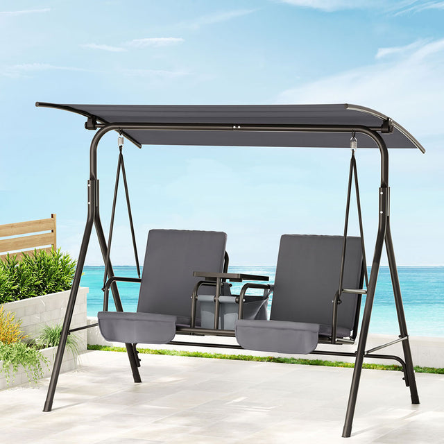 Gardeon Elegant Grey 2-Seater Outdoor Swing Chair
