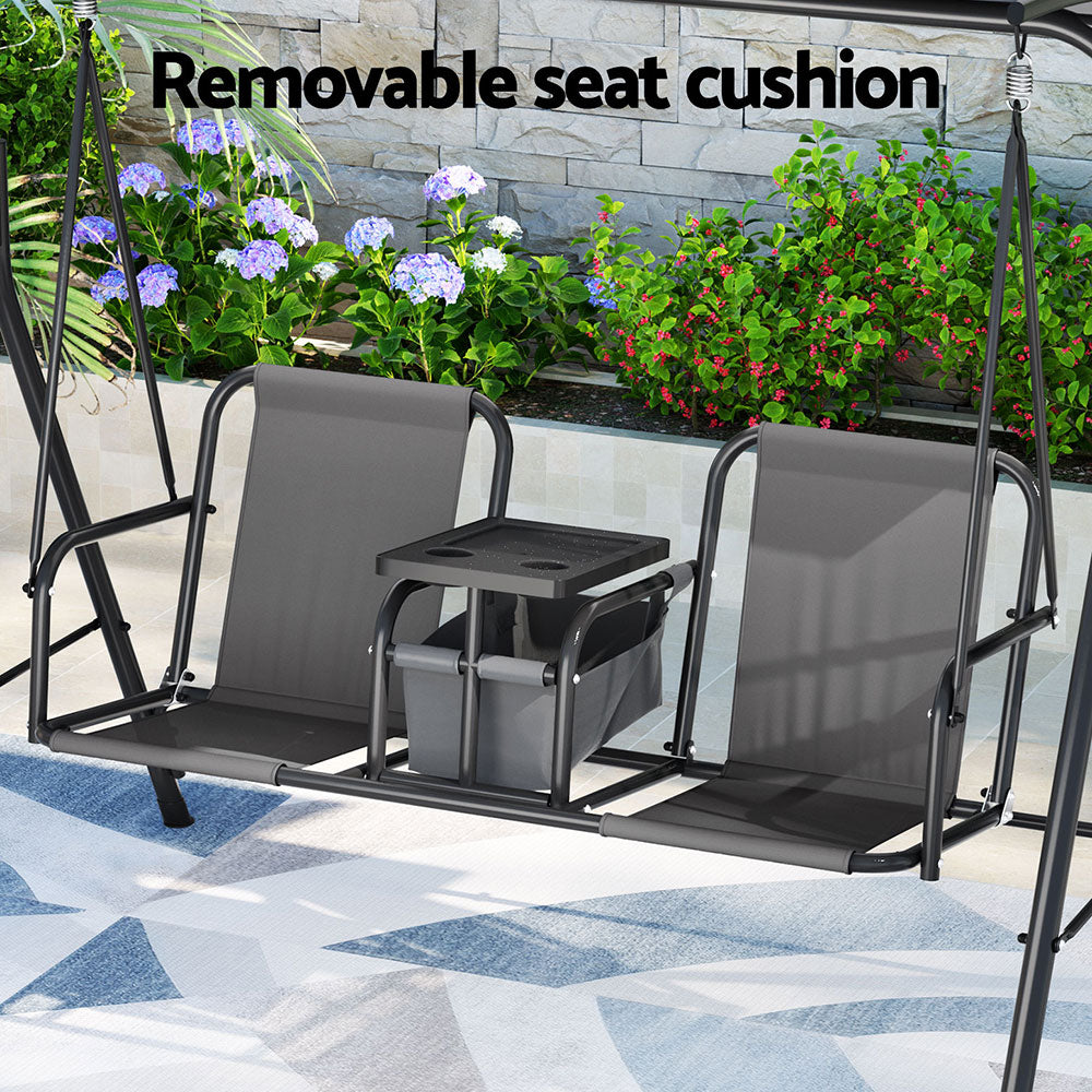 Gardeon Elegant Grey 2-Seater Outdoor Swing Chair