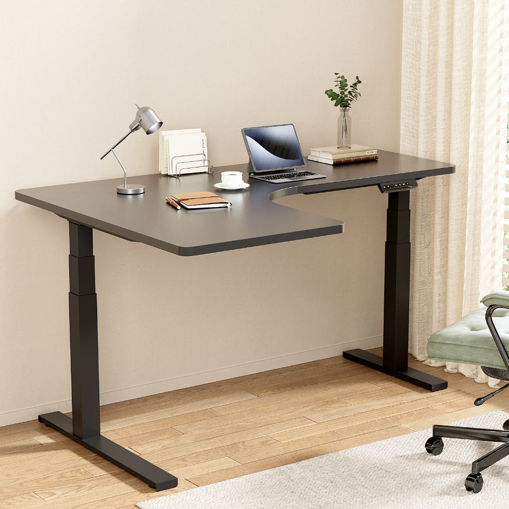 Artiss L-Shaped Motorised Standing Desk 160CM Black