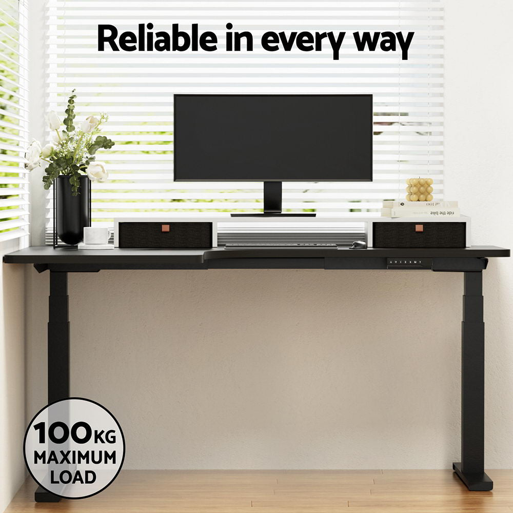 Artiss L-Shaped Motorised Standing Desk 160CM Black