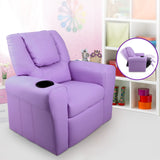 Keezi Kids Recliner Chair Purple PU Leather Sofa Lounge Couch Children Armchair