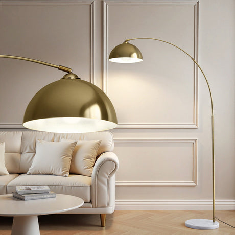 Modern Arched Floor Lamp with Marble Base