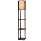 Vintage Brown Floor Lamp with Shelves