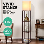 Vintage Floor Lamp with 3-Tier Shelves
