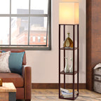 Vintage Floor Lamp with 3-Tier Shelves