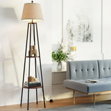 Elegant 2-Tier LED Floor Lamp with Storage