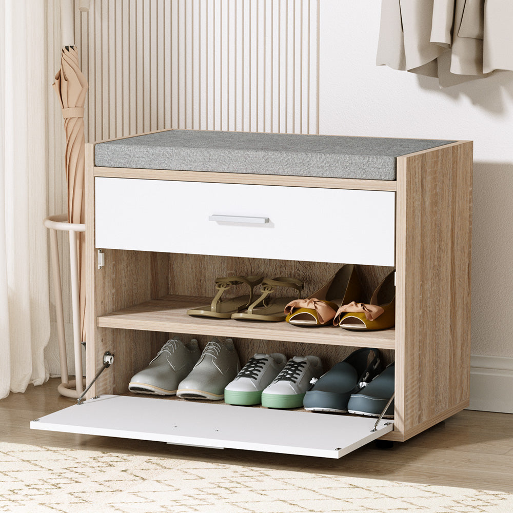 Elegant White Shoe Rack Cabinet Bench