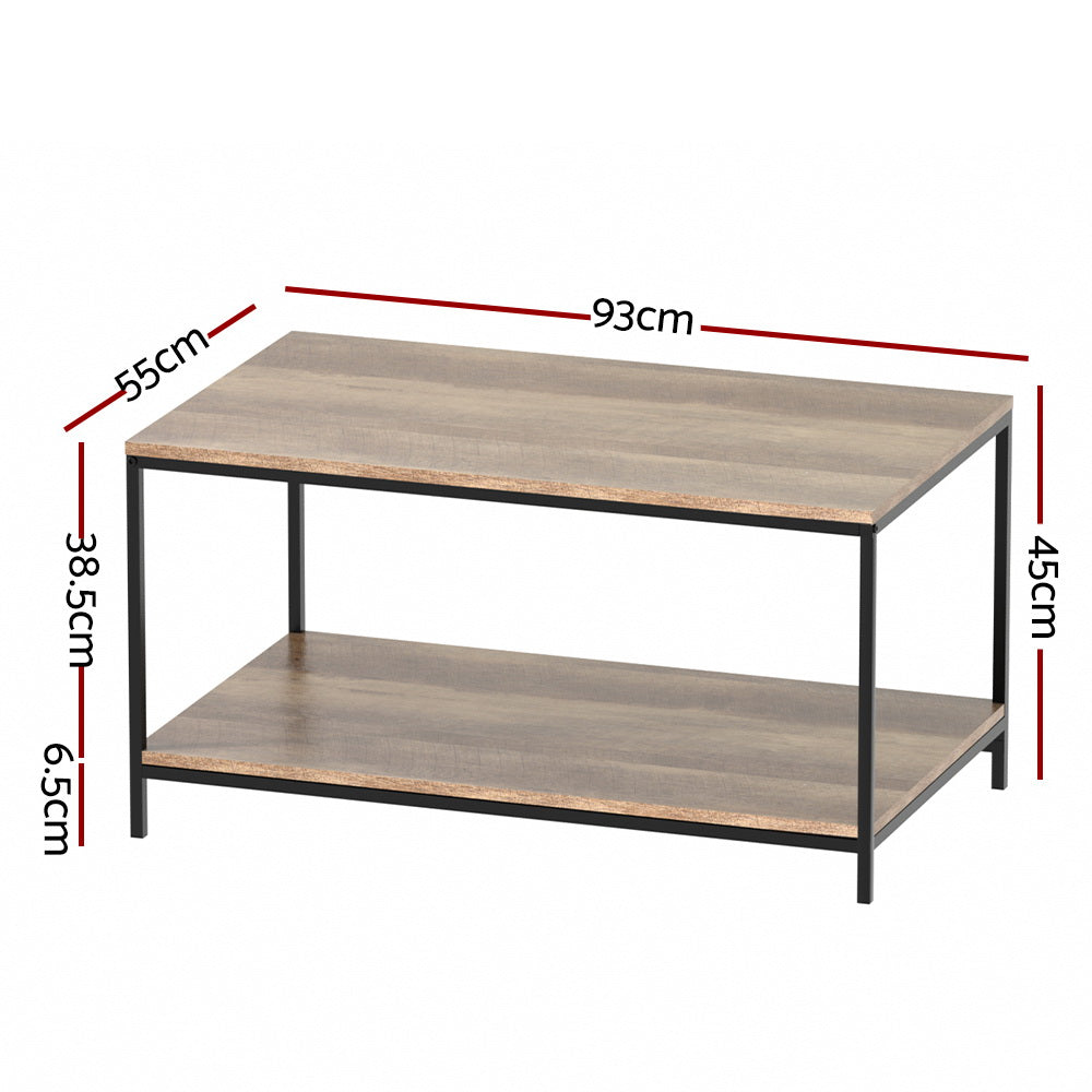 Artiss 93CM Rectangular Walnut Coffee Table