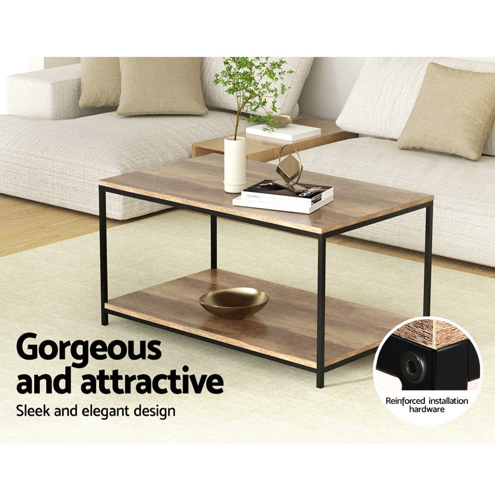 Artiss 93CM Rectangular Walnut Coffee Table