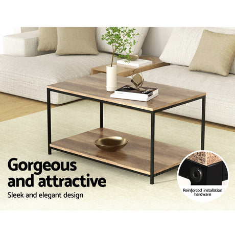 Artiss 93CM Rectangular Walnut Coffee Table