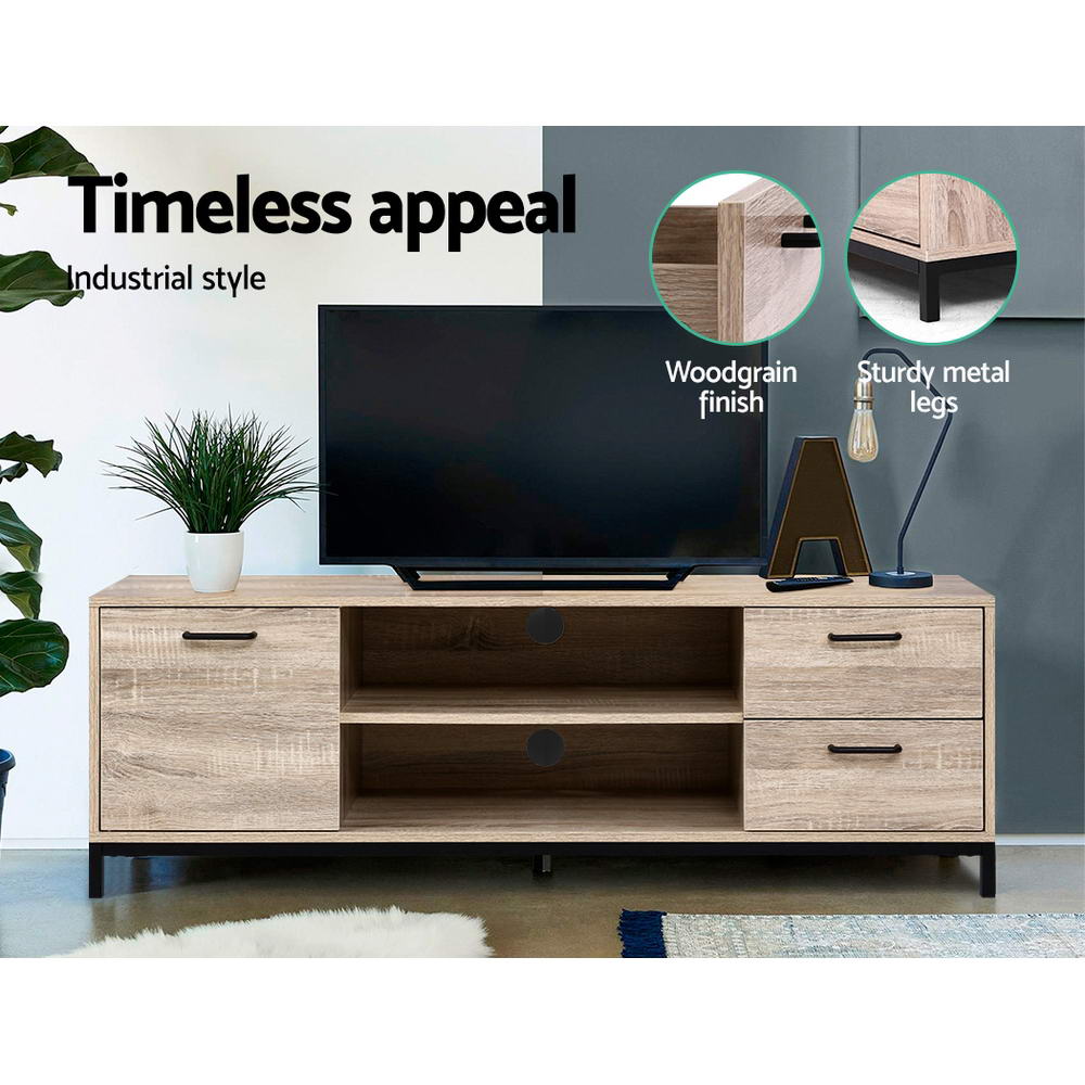 Artiss Tania 132cm Oak & Black TV Cabinet