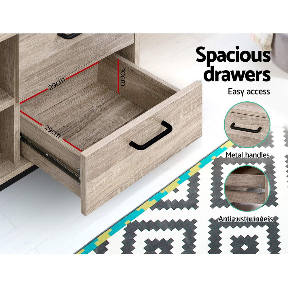 Artiss Tania 132cm Oak & Black TV Cabinet