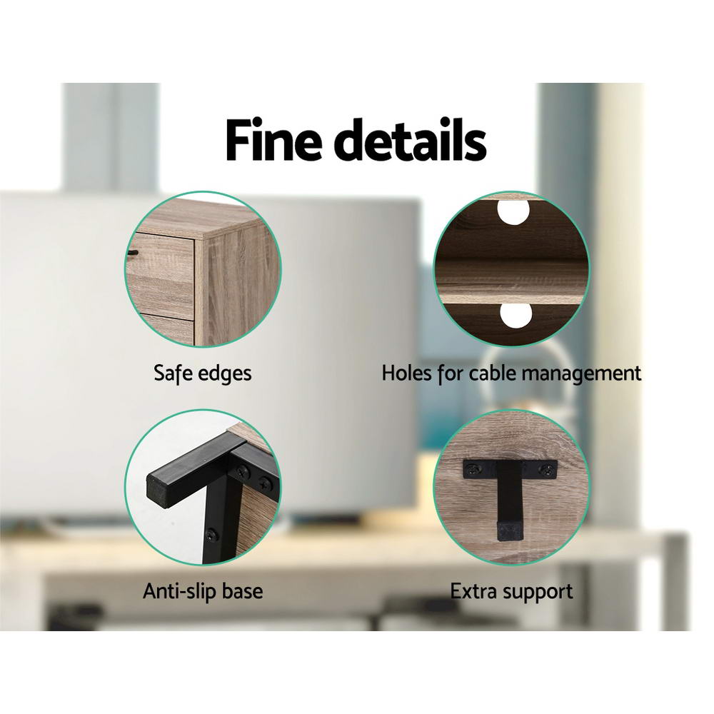 Artiss Tania 132cm Oak & Black TV Cabinet