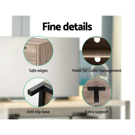 Artiss Tania 132cm Oak & Black TV Cabinet