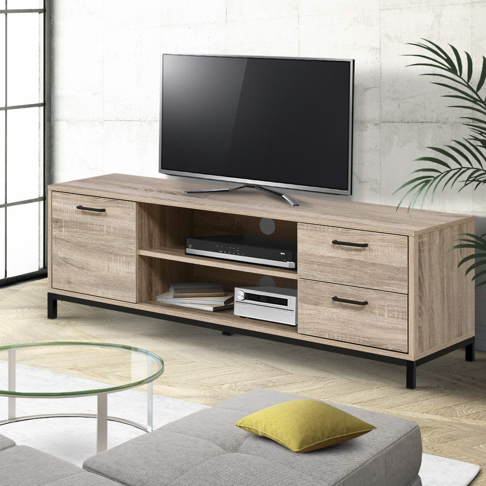 Artiss Tania 132cm Oak & Black TV Cabinet