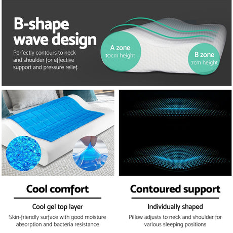 Giselle Bedding Cool Gel Contour Pillows Twin Pack