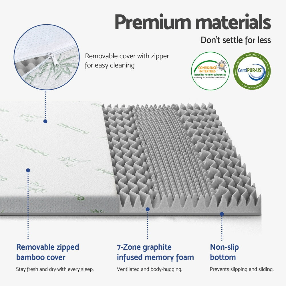 Giselle Bedding 8cm Graphite Memory Foam Topper