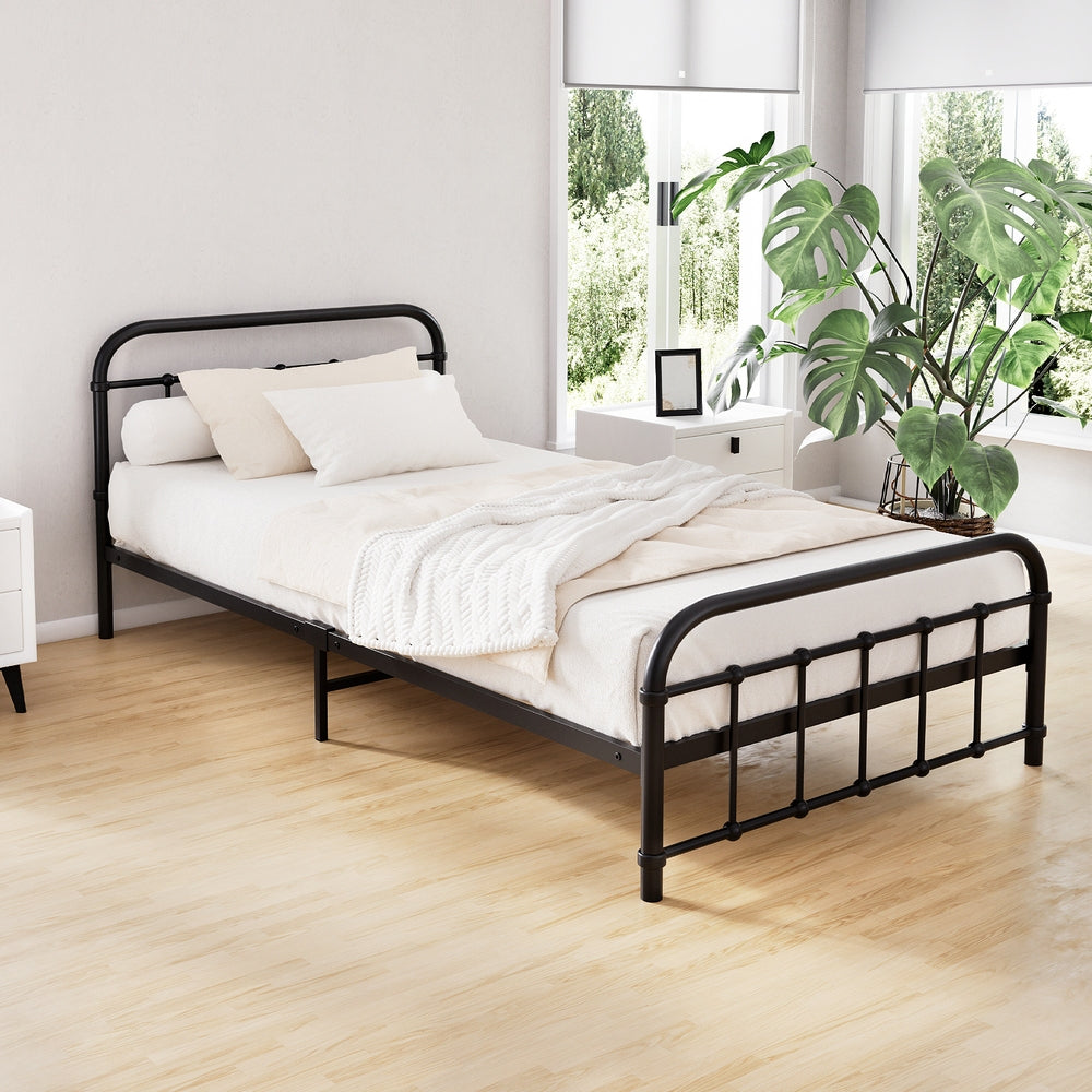 Artiss Bed Frame Metal Bed Frame LEO - King Single(Black)