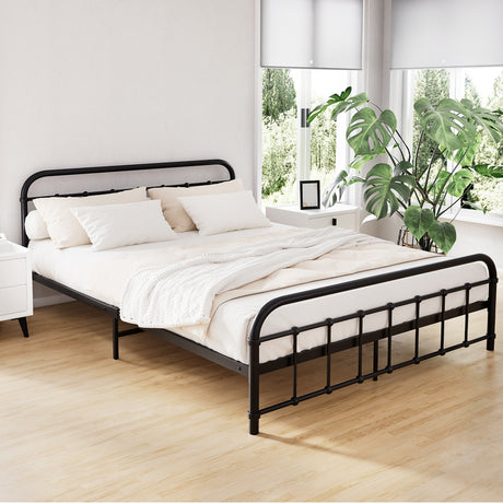 Artiss LEO Queen Metal Bed Frame - Black