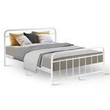 Artiss Leo Queen Metal Bed Frame - White
