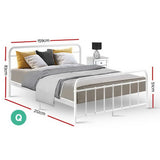 Artiss Leo Queen Metal Bed Frame - White