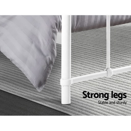 Artiss Leo Queen Metal Bed Frame - White