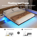 Artiss King Bed Frame,Floating Metal Bed Frame with Smart LED Lights - Sturdy Metal Platform Bed Base, Silent Design, Tool-Free Assembly, 300KG Capacity for Home/Hotel/Master Bedroom