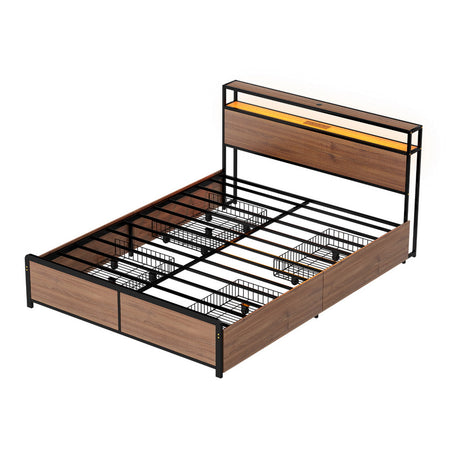 Artiss Queen Size Metal Bed Frame with Storage